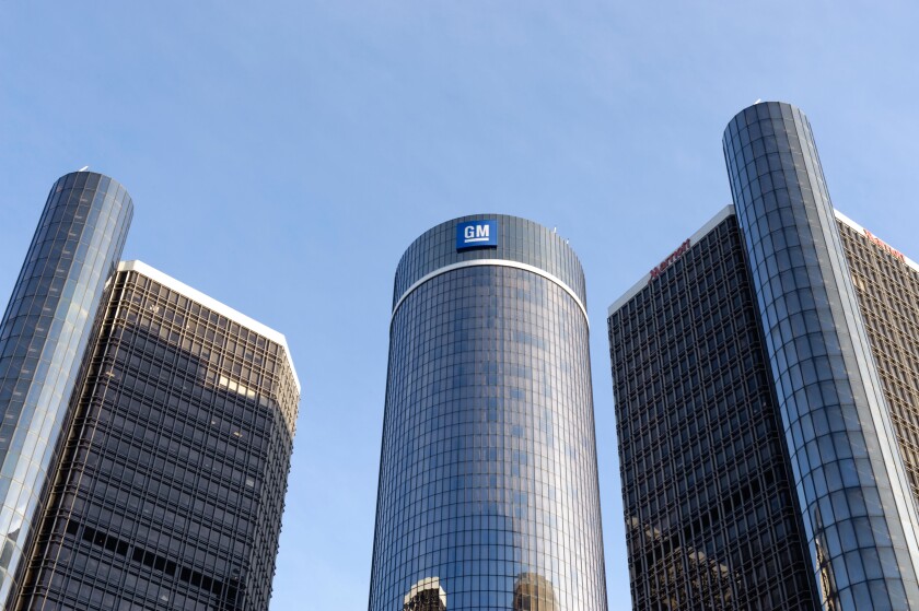 General Motors World Headquarters at the Renaissance Center in Detroit Michigan USA