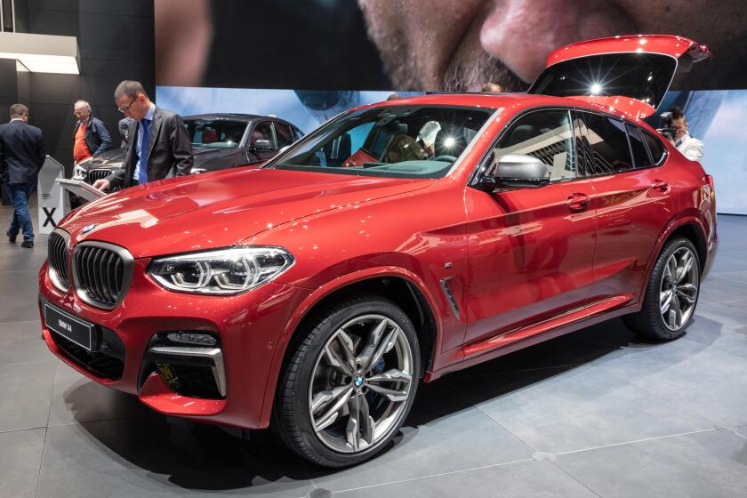 GENEVA, SWITZERLAND - MARCH 7, 2018: New BMW X4 M40d car showcased at the 88th Geneva International Motor Show.