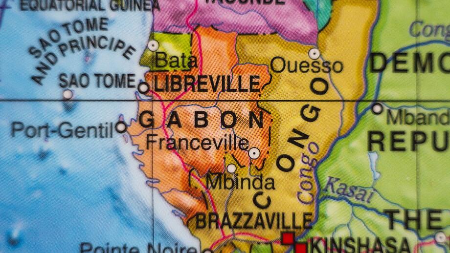 Photo of a map of Gabon and the capital Libreville .