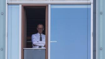 Berlin, Germany. 04th Mar, 2025. Friedrich Merz, CDU candidate for chancellor and federal CDU chairman, stands at a window in the Jakob-Kaiser-Haus during further exploratory talks between the CDU/CSU and SPD. Credit: Hannes P. Albert/dpa/Alamy Live News