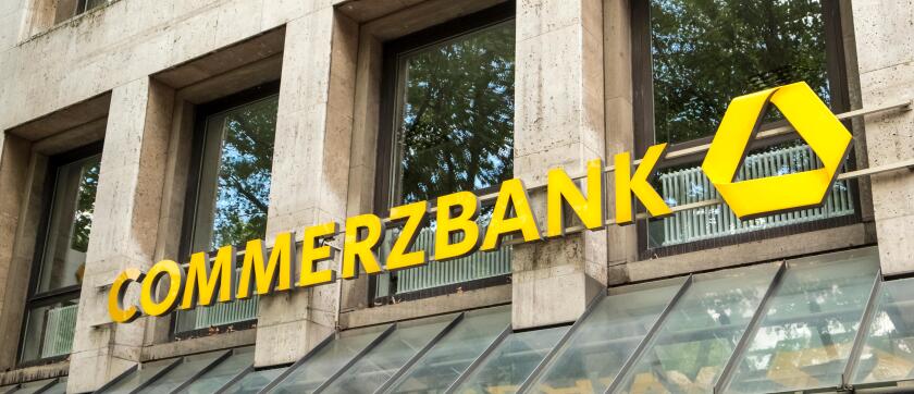 Commerzbank sign logo, Germany