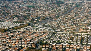 The pattern of housing in northern California near Oakland as seen from the air. Image shot 2005. Exact date unknown.