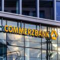 Commerzbank logo on glass facade, Dresden, Germany