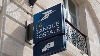 lyon , Aura France - 05 01 2023 : La Banque Postale logo atm sign and brand logo facade wall blue of office French bank post agency