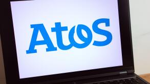 KONSKIE, POLAND - July 11, 2022: Atos IT service and consulting company logo displayed on laptop computer screen