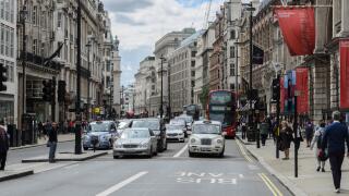 Piccadilly in Central London, England, UK