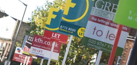 To Let signs along a street in south london, UK. Image shot 2008. Exact date unknown.