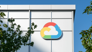 Google Cloud logo affixed to a building in Sunnyvale, California