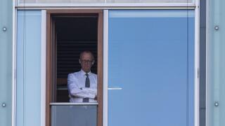 Berlin, Germany. 04th Mar, 2025. Friedrich Merz, CDU candidate for chancellor and federal CDU chairman, stands at a window in the Jakob-Kaiser-Haus during further exploratory talks between the CDU/CSU and SPD. Credit: Hannes P. Albert/dpa/Alamy Live News