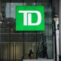 MONTREAL, CANADA - NOVEMBER 6, 2018: TD Bank logo in front of their headquarters for Montreal, Quebec. Also known as Toronto Dominon Canada Trust, it 