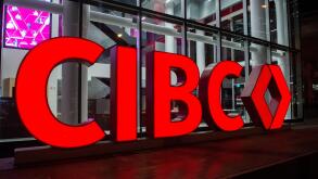 Toronto, ON, Canada ? August 17, 2023: Close-up of CIBC sign on the building. Canadian Imperial Bank of Commerce (CIBC) is a Canadian banking corporat