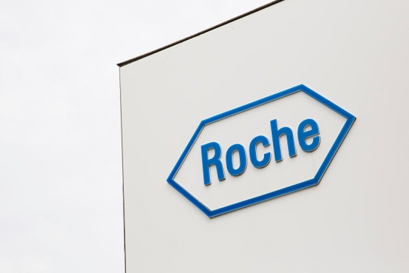 A logo sign outside of a facility occupied by the Roche Diagnostics Corporation, in Indianapolis, Indiana on August 15, 2015.