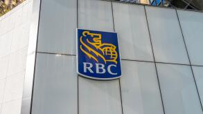 RBC (Royal Bank of Canada) logo on the building in Toronto, Ontario, Canada