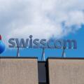 Locarno, Ticino, Switzerland - 17th July 2020: Swisscom logo sign hanging on the top of a building in Locarno, Switzerlad. Swisscom is is a major tele