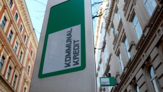 The logo of Kommunalkredit is pictured in front of its headquarters building in Vienna, March 5, 2012. Nationalised Austrian lender Kommunalkredit could need as much as one billion euros ($1.3 billion) as it tries to address its exposure to Greece, the co
