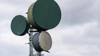 Military telecommunication antennas at Vardas in Faerder, Norway