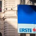 VIENNA, AUSTRIA - NOVEMBER 6, 2019: Erste Bank logo on their main office for downtown Vienna. Erste Bank is an Austrian retail and corporate bank, one