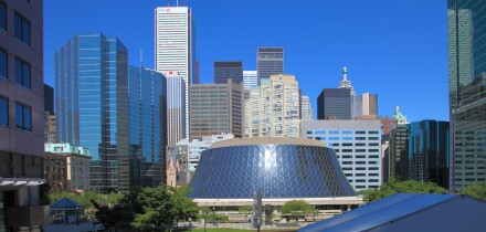 Canada, Ontario, Toronto, Financial District skyline, Roy Thomson Hall,