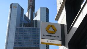 16 March 2026, Hesse, Frankfurt/Main: A logo is displayed on the facade of a Commerzbank branch. The major Italian bank Unicredit wants to buy Commerzbank. It is submitting an official takeover bid for the DAX-listed group, as Unicredit announced in Milan