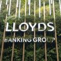 LLOYDS Banking Group brand name mounted on a decorative artificial living wall inside the company?s London head office - sustainable, modern design