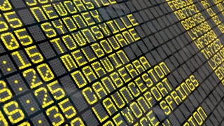 Airport Departure Board with Australian destinations