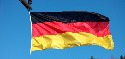 German flag flying on the MV River Beatrice sailing on the River Danube