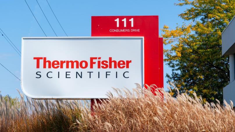 Thermo Fisher Scientific sign is seen in Whitby, ON, Canada
