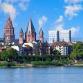 Mainz city center viewed from Rhine River, Mainz, Rhineland-Palatinate, Germany, Europe