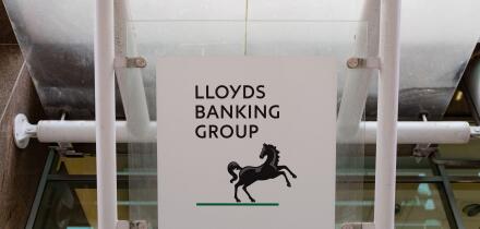 Lloyds Banking Group sign at Atlantic Quay contact centre, Glasgow, Scotland, UK