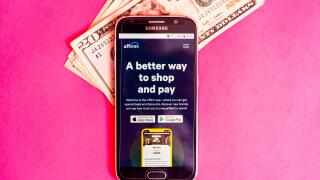 Valencia, Spain - March 2, 2021: Mobile phone in the application of the Affirm company, useful to buy now and defer payment.