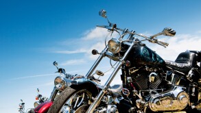 Custom Harley Davidson motorcycle at a bike show in England