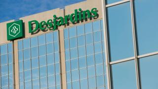 A logo sign outside of a facility occupied by The Desjardins Group in Mississauga, Ontario, Canada, on April 15, 2017.