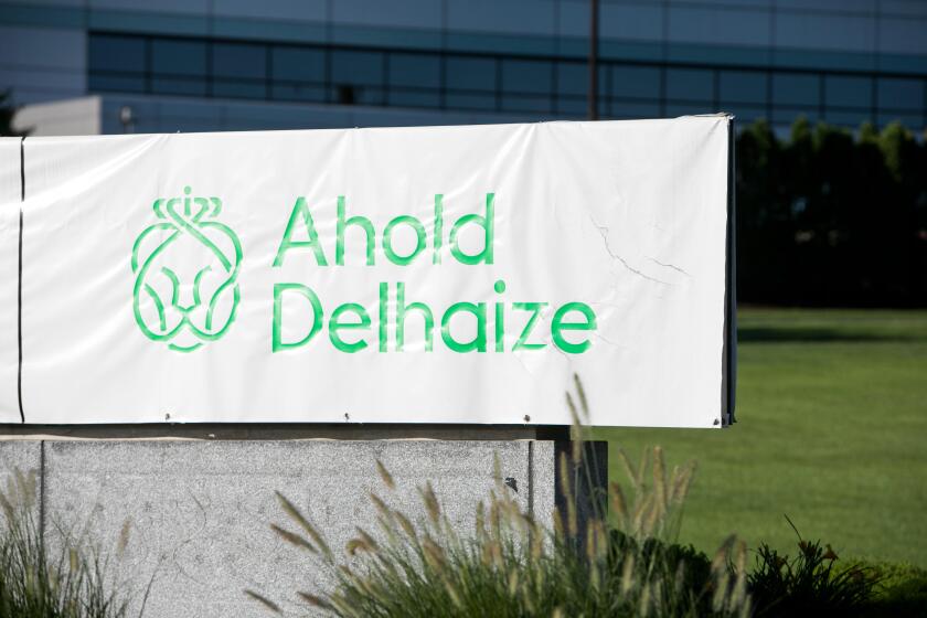 A logo sign outside of a facility occupied by Ahold Delhaize in Carlisle, Pennsylvania on July 30, 2017.