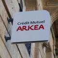 Bordeaux , France -  03 12 2024 : credit mutuel arkea french office store sign text and brand bank logo signage on building agency facade in street