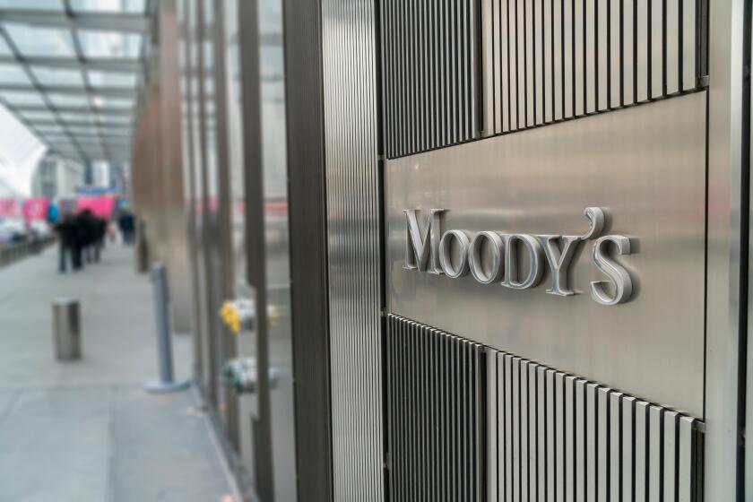 Moody's headquarters in Lower Manhattan in New York is seen on Thursday, April 5, 2018.  (A© Richard B. Levine)