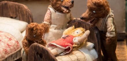 A miniature Goldilocks and the Three Bears set on display at the Miniatura - Dolls' House and Miniatures show at the National Exhibition Centre in Birmingham.