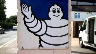 Michelin man sign outside a garage