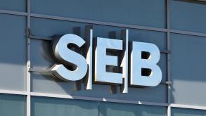 Vilnius, Lithuania - April 02: SEB bank logotype on the wall in Vilnius on April 02, 2019. SEB Bank Is Commercial Bank Of Lithuania, Subsidiary Of Swe