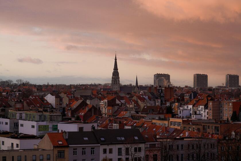 View of sunset in Anderlecht, Belgium