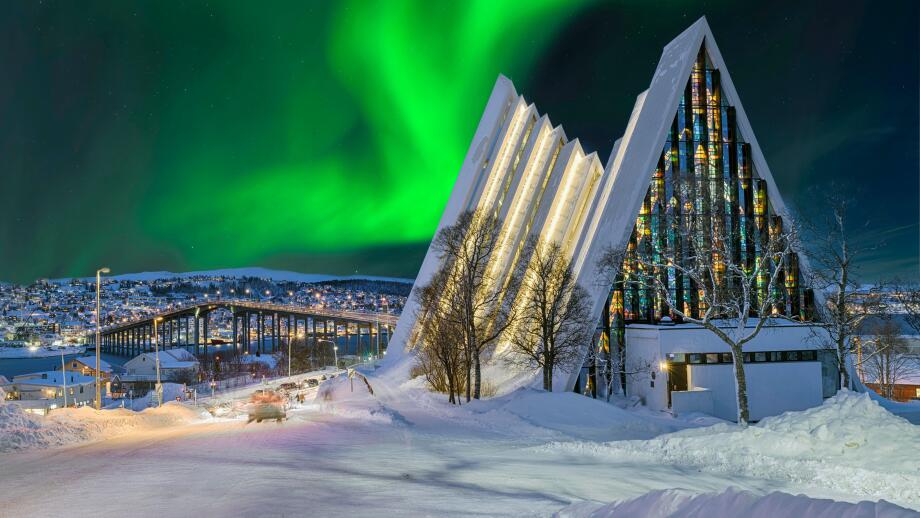 Arctic Sea Cathedral Winter Northern Lights Tromso Norway