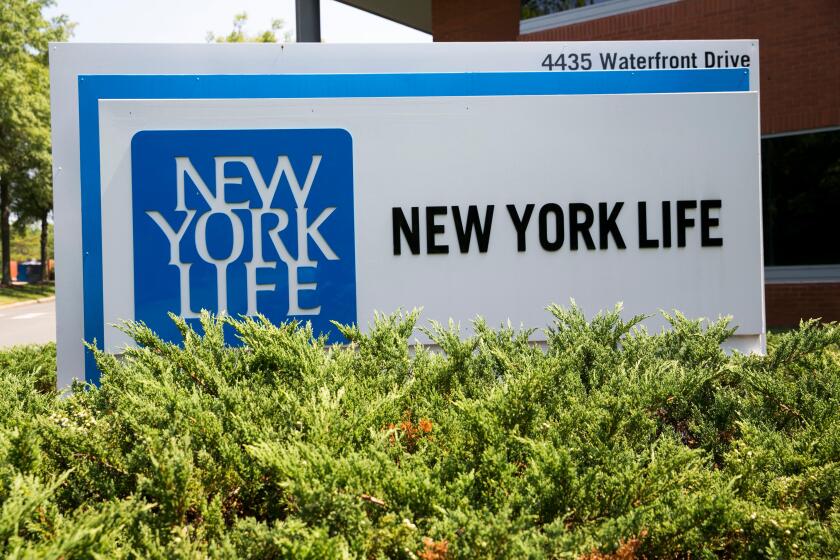 A logo sign outside of a facility occupied by the New York Life Insurance Company in Glen Allen, Virginia on July 19, 2015.