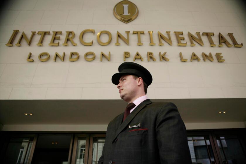 Exterior of the Intercontinental Hotel on Park Lane, London.