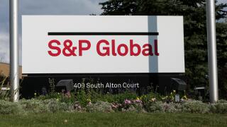 A logo sign outside of a facility occupied by S&P Global, Inc., in Centennial, Colorado, on July 22, 2018.