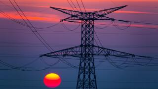 France, Loiret (45), Chaingy, 400 000 volts high voltage electric lines from French transmission electric system operator RTE (Reseau du Transport d'E