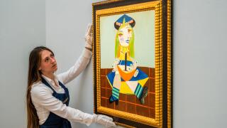 London, UK. 22nd Feb, 2023. Pablo Picasso, Portrait of the Artist's Daughter Maya, Formerly Owned by Gianni Versace, estimate £12-18 million - A preview of Sotheby's Auctions of Modern & Contemporary Art in London. Credit: Guy Bell/Alamy Live News