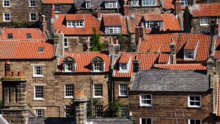 Tiled rooftops of houses in North Yorkshire, England, U.K.