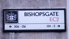 Bishopsgate Street Sign, London, England, UK