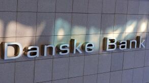 Oslo, Norway - Aug. 29th 2020: Large logo on the head office of Danske Bank.