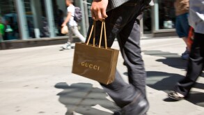 Man Holding a Gucci Shopping Bag, Fifth Avenue