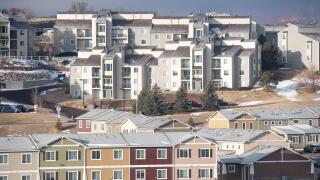 Multi-family apartments, townhomes, and condominium developments in the Briargate development in northern Colorado Springs, Colorado